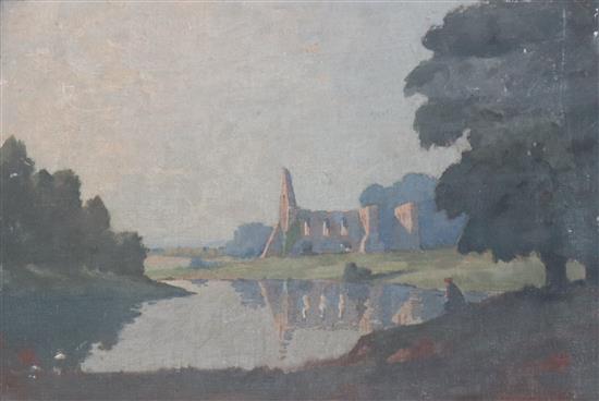 James Campbell Howard (1906-) oil on board, Newark Priory, signed, 34 x 50cm